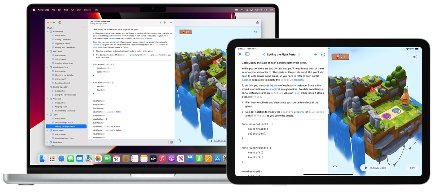 Swift Playgrounds running on Mac and iPad